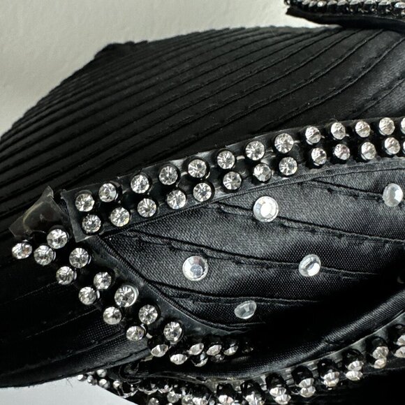 Satin Black Beret Cap Hat  w / Rhinestones main image 13
